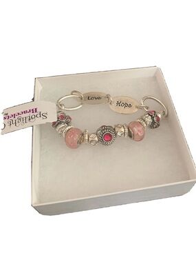 Love & Hope Pink Bead Charm Bracelet